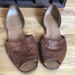 Franco Sarto Leather Woven Slide Sandals - Sz 8